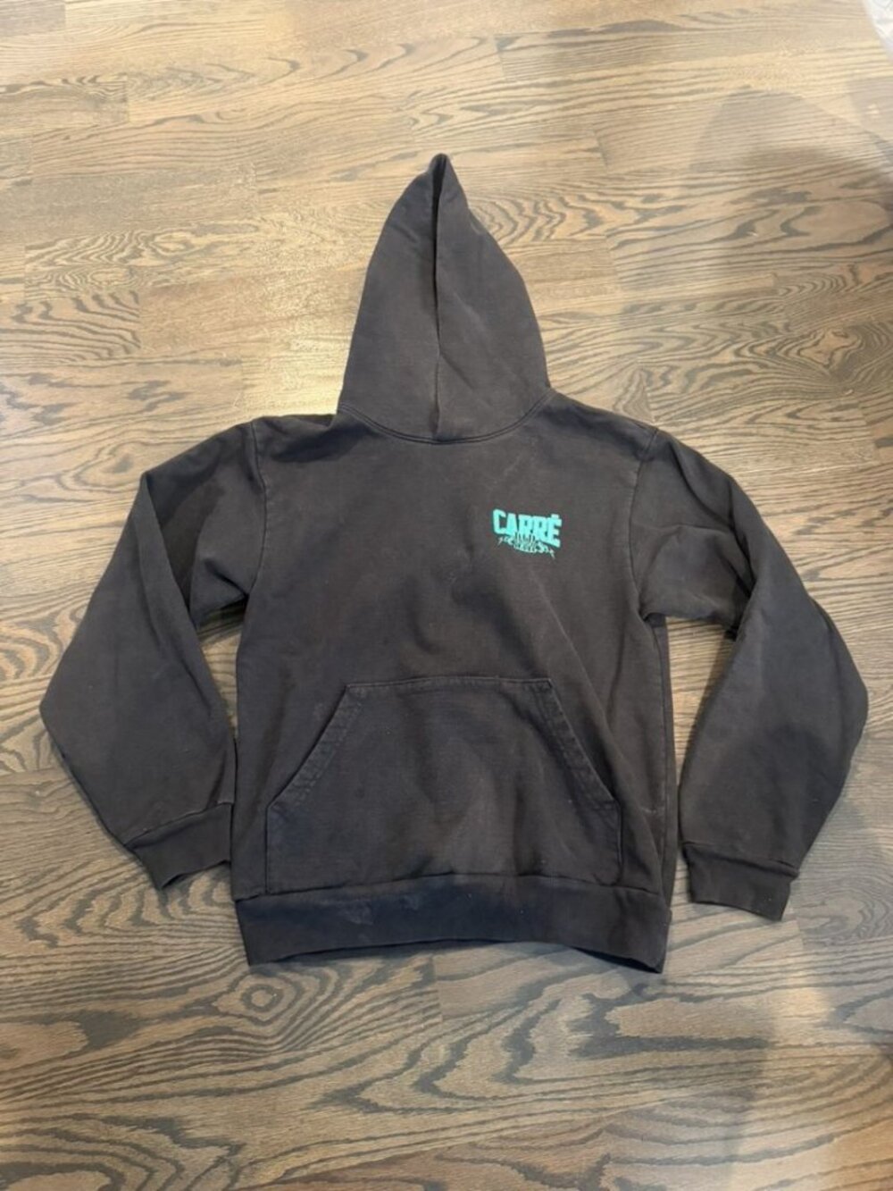 Carre Paris Black Hoodie with Teal Graphic Size S